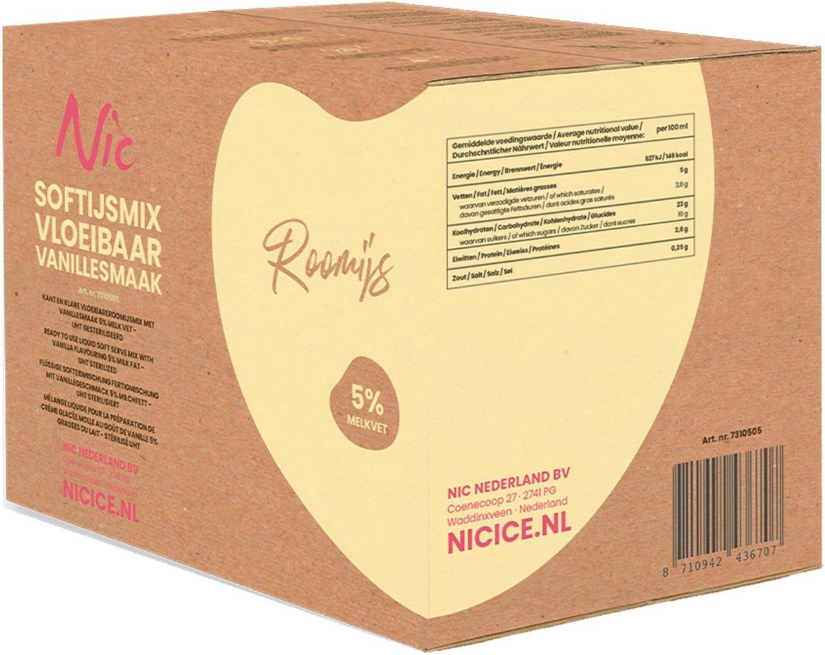 NIC Roomijsmix Classic 5% Vloeibaar (10 liter)