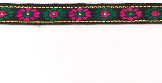 7 mètres - FOURNITUREN FLEUR DE DÉCORATION TISSÉE 1.0cm de large - NOIR - décorer masque / masques buccaux - artisanat - artisanat - couture - ruban - tissu - appliqué - ruban de finition - décoration de la maison