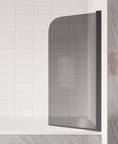 Badplaats Badwand Torino 80 x 140 cm - Rookglas - Zwart - Badscherm Draaibaar 5 mm dik - Veiligheidsglas