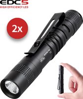 TomorrowNow® 2-Pack EDC5 Lampe de poche LED compacte - AAA - 230 Lumen - Étanche - Bouton arrière - Pince à pantalon - Lampes de poche