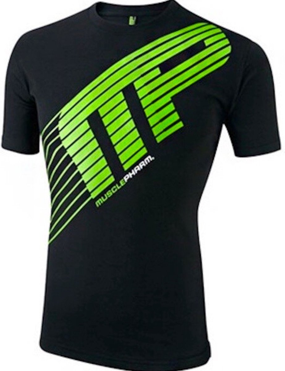 MusclePharm Stripe Sportline T-shirt Katoen Zwart - L