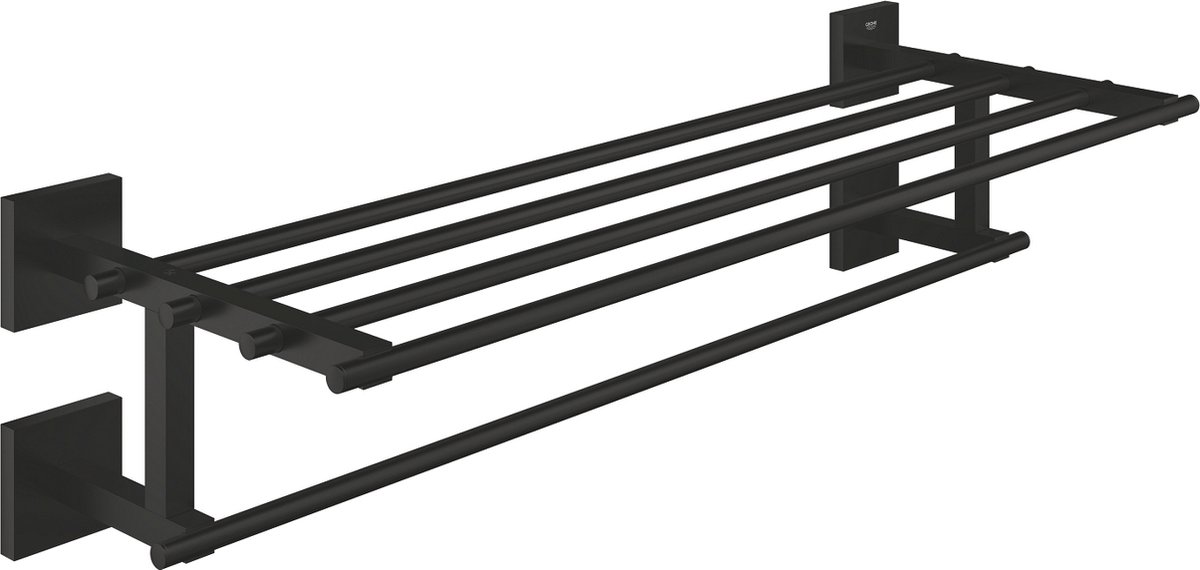 GROHE QuickFix Start Cube multi-handdoekrek - 600 mm - Met legplank - Matte Black