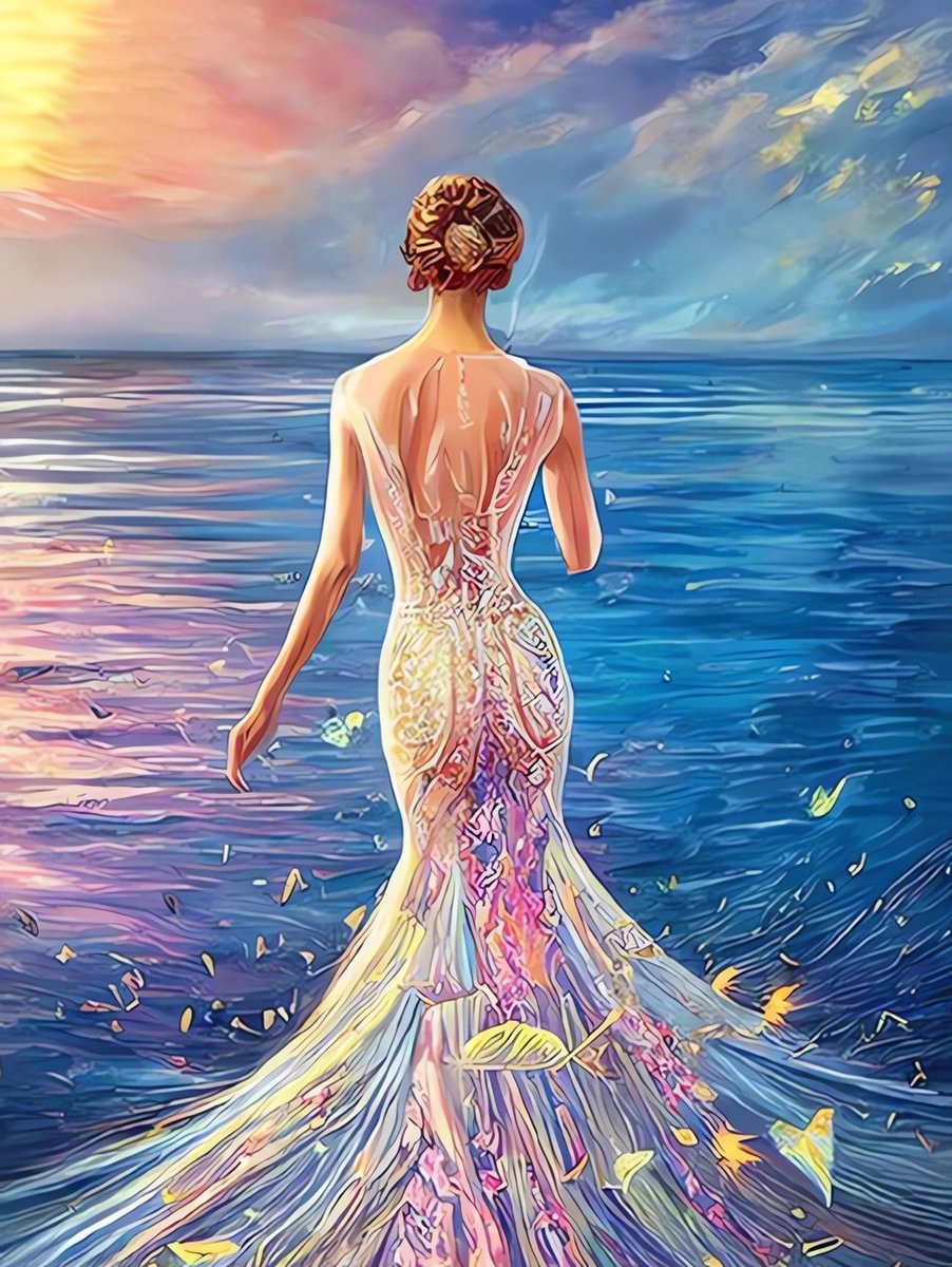 5D Diamond Painting Volwassenen - Elegante dame - Fotoformaat 50x70cm - Volledige Set – Inclusief Pen Schudbakje Wax Opbergzakjes en Wit Stickers - Ronde steentjes