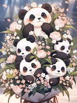 5D Diamond Painting Volwassenen - Panda - Fotoformaat 50x70cm - Volledige Set – Inclusief Pen Schudbakje Wax Opbergzakjes en Wit Stickers - Ronde steentjes