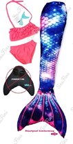 Zeemeermin staart los| Mermaid staart met bikiniset | Purple Stars | maat 150 | Zonder monovin geleverd | Nieuw model 2024!