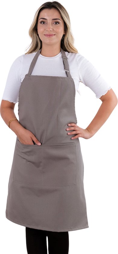 Simple Keukenschort Antraciet Professioneel Verstelbaar Keukenschort dames Horecakwaliteit keukenschort vrouw One Size Schort