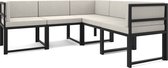 Canapé d'angle Rio Creme - Design Moderne - Mobilier de jardin - 5 Personnes - Métal - Beige et Zwart - 185x185x73 cm