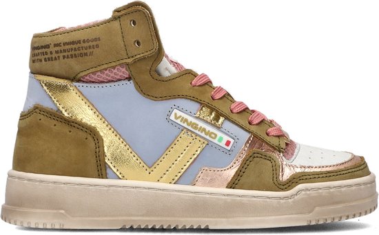Vingino Daizy Mid Hoge sneakers Leren Sneaker Meisjes Groen Maat 34 bol