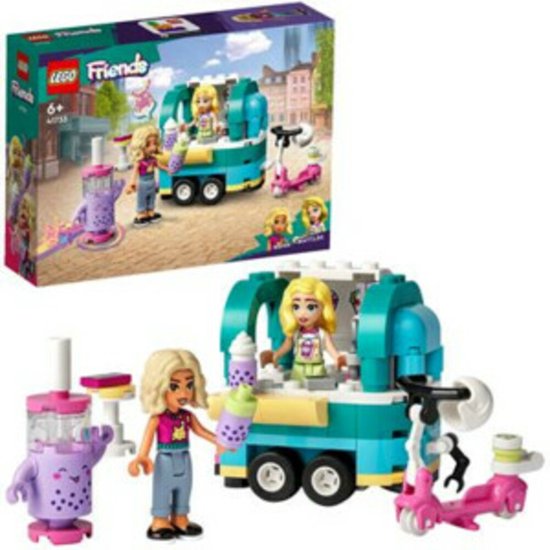 LEGO Friends bubbelthee kar speelgoedset met Nova, Matilde, scooter en bubbelthee-vormige figuur.