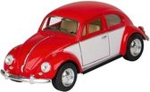 Modelauto Volkswagen Kever two-tone rood/wit 13 cm - speelgoed auto schaalmodel - miniatuur model