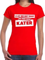 Laat me met rust ik heb een kater tekst t-shirt rood dames - feest shirt voor dames XXL