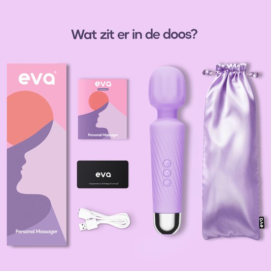 Eva® Personal Massager - Magic Wand - Vibrator voor Vrouwen - Krachtige Clitoris Stimulator - 75% Intensere Stimulatie - 20 Standen - Fluisterstil - Sex Toys voor Vrouwen - Seksspeeltjes - Cadeau voor Vrouw - Sensuele Audio - Lavender Purple