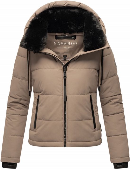 Gewatteerd Navahoo Mit Liebe XIV - Kort winterjack voor vrouwen - Capuchon - Taupe - XL