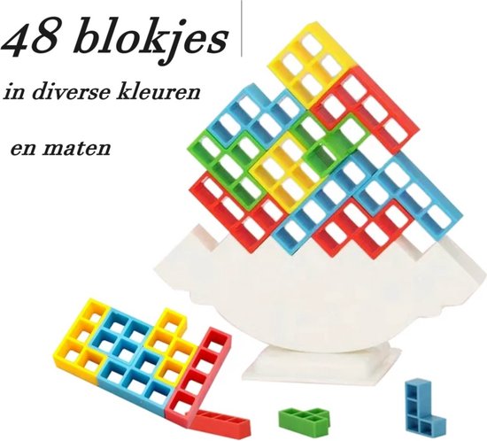 Jeu d'équilibre de la tour Tetra 48 pièces - tour tetris - tour tétra - speelgoed éducatifs - Puzzle de construction 3D - Jeu d'équilibre - Tiktok