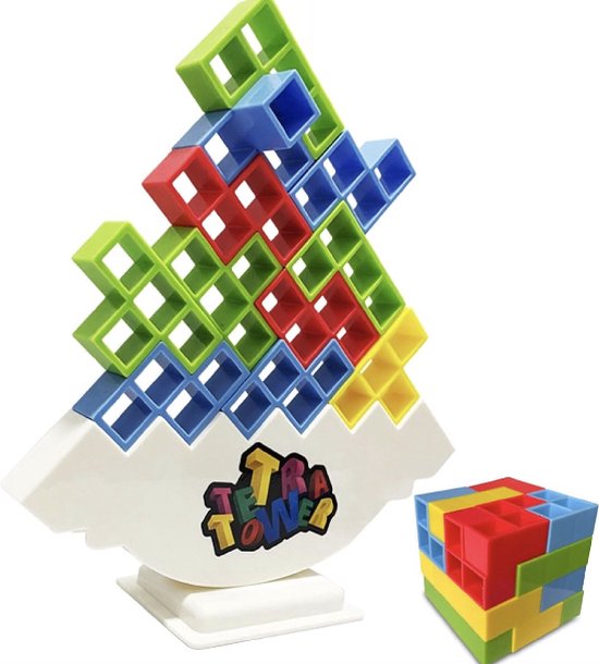 Jeu d'équilibre de la tour Tetra 48 pièces - tour tetris - tour tétra - speelgoed éducatifs - Puzzle de construction 3D - Jeu d'équilibre - Tiktok