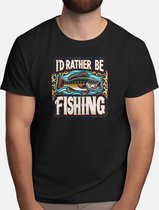 I'd Rather Be Fishing - T Shirt - Fishing - Gift - Cadeau - Angling - Fisherman - CatchOfTheDay - Vissen - Hengelsport - Visser - VangstVanDeDag - Vliegvissen