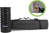 2BEHEALTHY® Yoga Mat extra dik & Foam Roller Combinatie set - Sportmat - Yogamat Antislip - Yogamatten - Sportmatten - Zwart