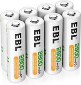 EBL 8x Piles AA rechargeables 2800 mAh 1,2 V - Piles AA Ni-MH durables