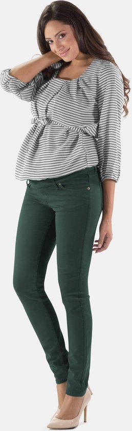 Mamsy - Venezia - Pantalon de grossesse en coton - Coupe slim - Vert foncé - S