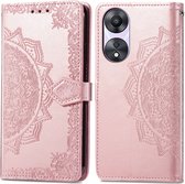 iMoshion Hoesje Geschikt voor Oppo A58 Hoesje Met Pasjeshouder - iMoshion Mandala Bookcase - Rosé Goud