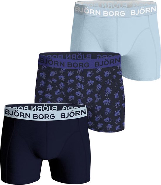 Björn Borg jongens cotton stretch 3P boxers octopus blauw - 170/176 - Björn Borg