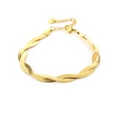 Michelle Bijou, dubbele platte armband, goud, stainless steel