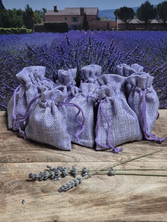 Lavendel geurzakjes met biologische lavendel uit de Provence - 10 stuks à 6 gram linnen