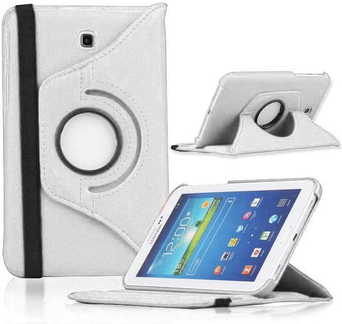 Draaibaar Hoesje - Rotation Tabletcase - Multi stand Case Geschikt voor: Samsung Galaxy Tab 3 7.0 inch 2013 (SM-T210/T215/P3200) - Wit