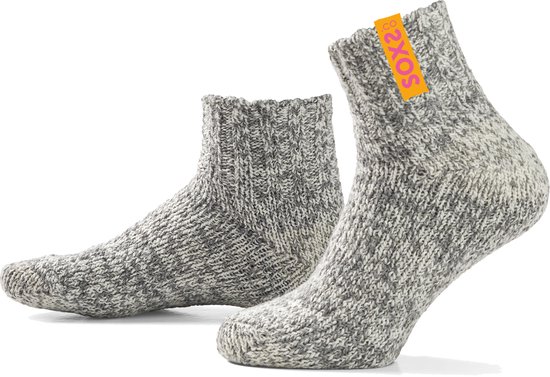 SOXS® Wollen sokken | SOX3605 | Grijs | Enkelhoogte | Maat 37-41 | Hot candy label