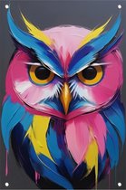 Uil tuinposter - Vogel poster - Tuinposters uilen - Buiten - Poster tuin - Decoratie muur - 60 x 90 cm
