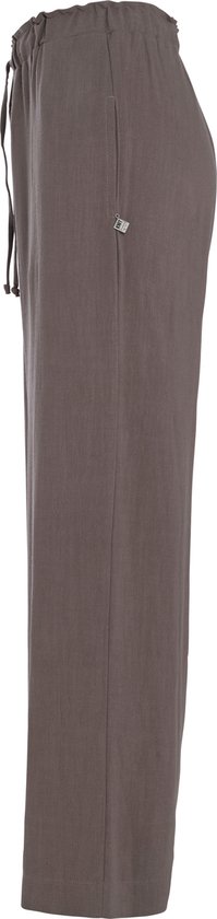 Pantalon Knit Factory Fern - Pantalon femme - Pantalon femme - Pantalon avec poches latérales - Pantalon long - Doux et aéré 78% viscose et 22% lin - Pantalon d'été - Pantalon d'été - Pantalon large - Taupe - 40/42