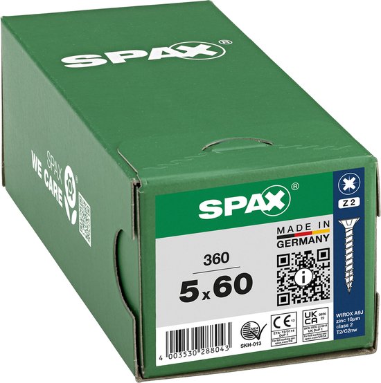 Vis universelle, 5 x 60 mm, 360 pièces, Filetage complet, Tête fraisée, Phillips Z2, 4CUT, WIROX - 8000000288043