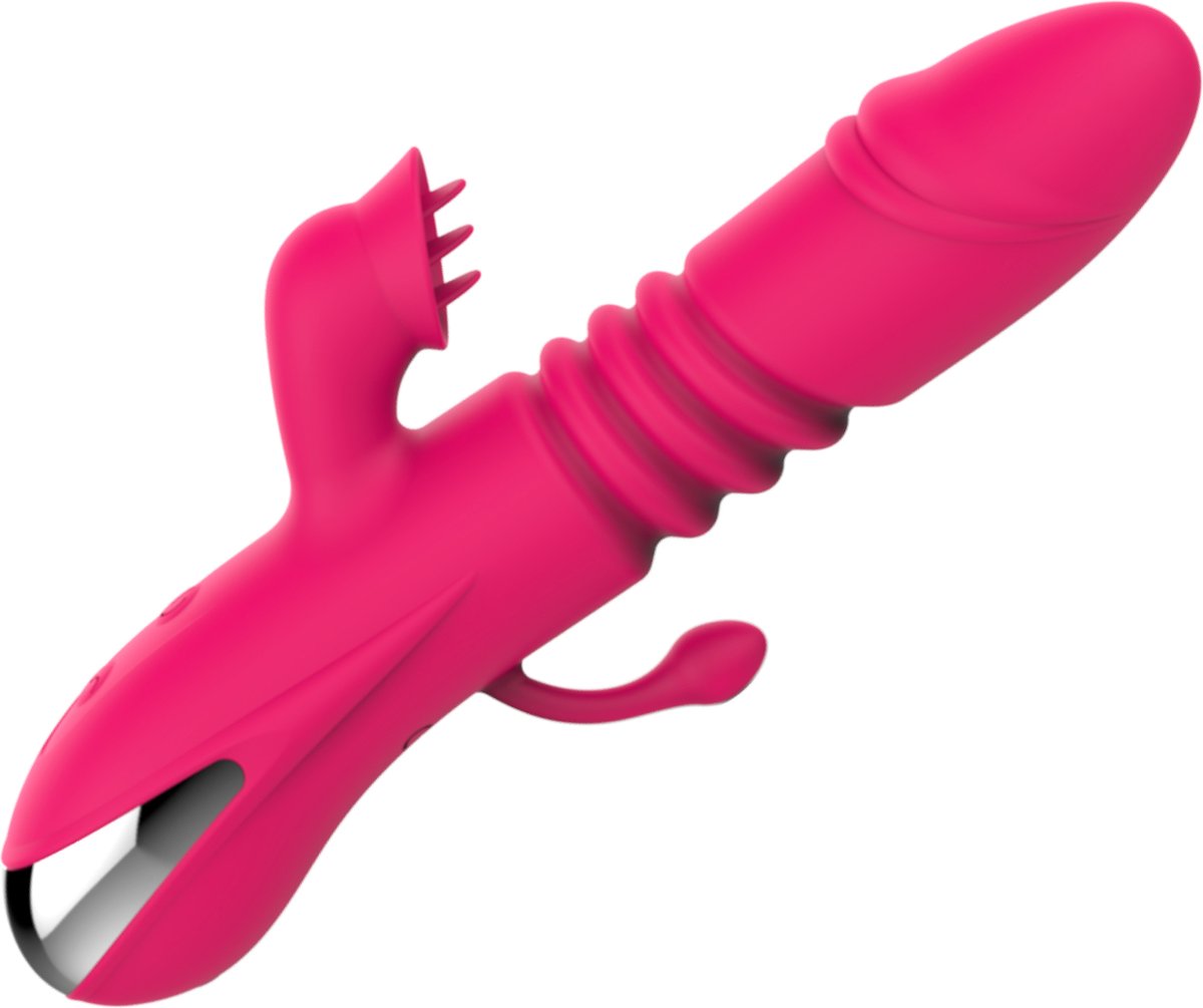Goedkoopste Cupitoys® Stotende tarzan vibrator met butt plug - 19,5cm - 42°c - Roze - 24 standen - Vibrators voor vrouwen en mannen - Sex toys voor vrouwen en mannen