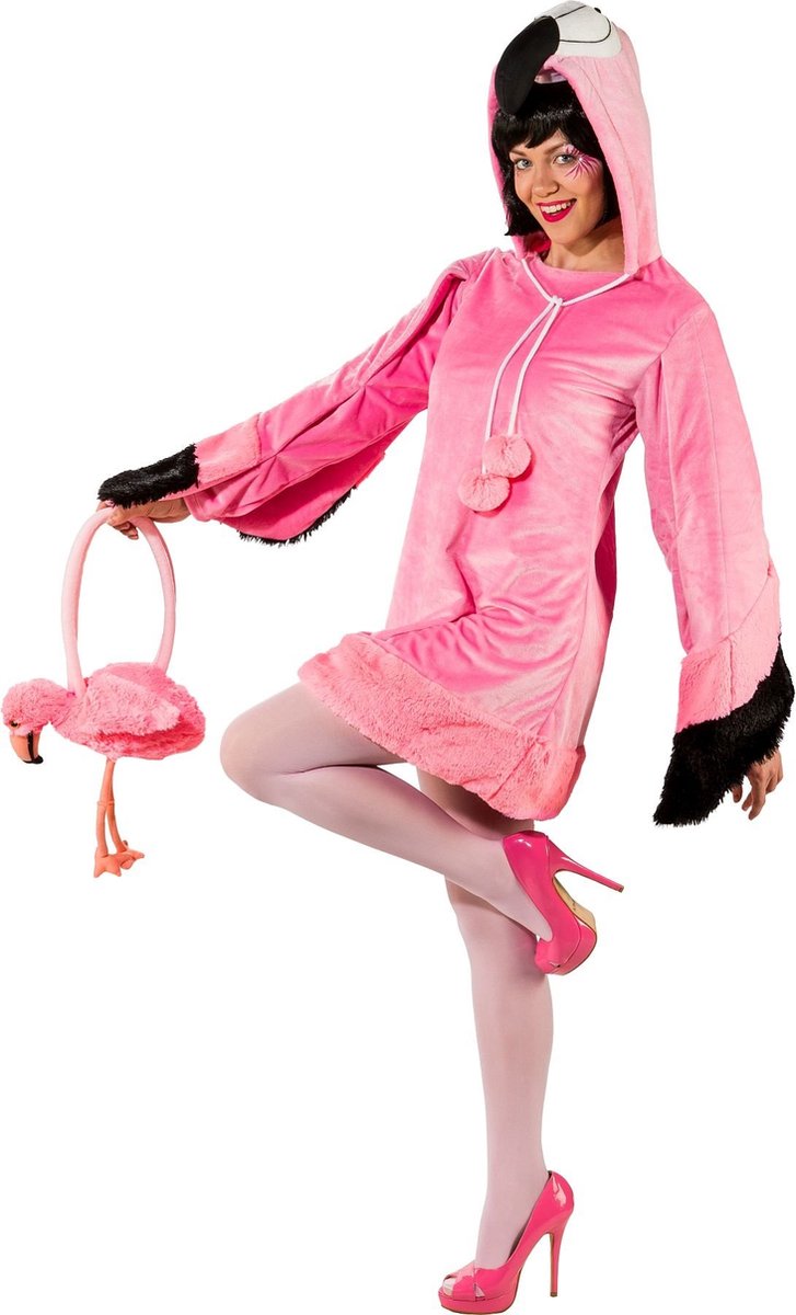 Flamingo Jurk Met Capuchon - Maat 34/36