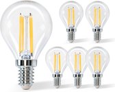 Aigostar 10ZBS - G45 - Filament lamp - Ø 4,5 cm - LED Lamp - E14 fitting - 4W - 470lm - Warm Wit - 2700K - Set van 6