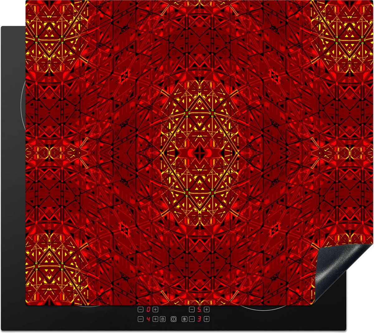KitchenYeah® Inductie beschermer 58.3x51.3 cm - Patroon - Abstract - Rood - Kookplaataccessoires - Afdekplaat voor kookplaat - Inductiebeschermer - Inductiemat - Inductieplaat mat
