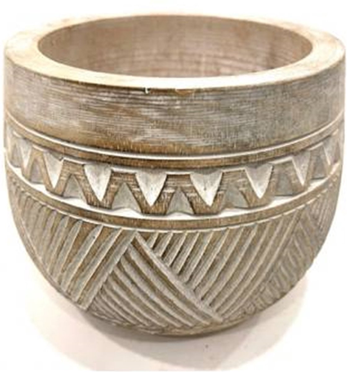 Bloempot - opbergpot - 16x20 cm - handgemaakt - carving pot