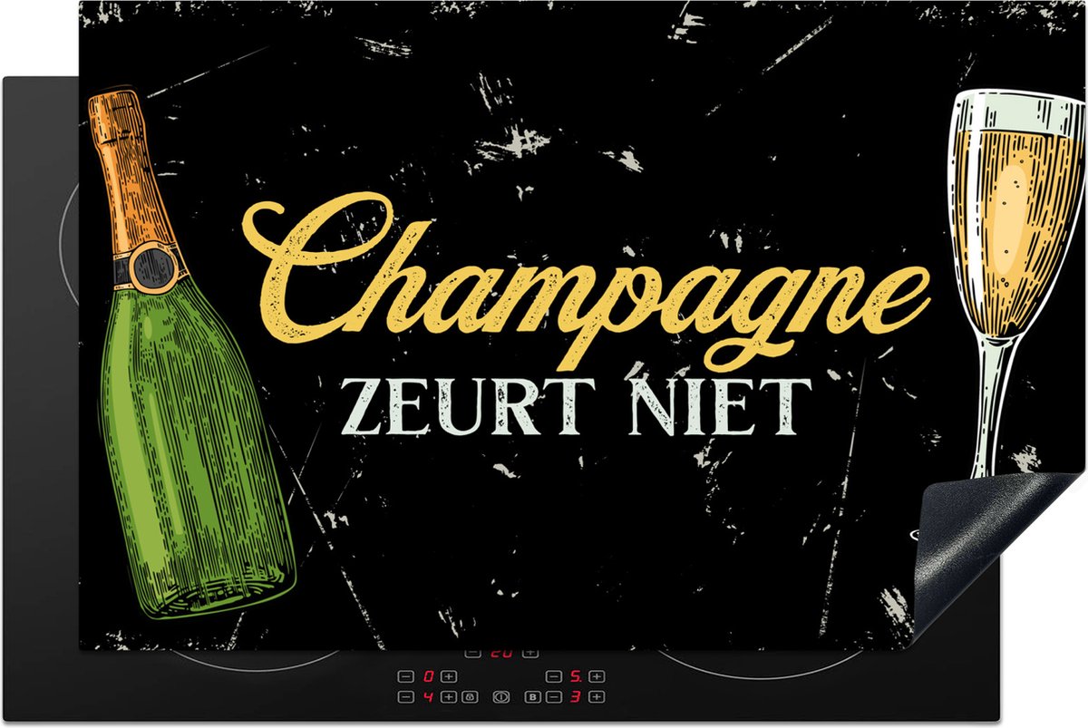 KitchenYeah® Inductie beschermer 81x52 cm - Champagne - Vintage - Zwart - Kookplaataccessoires - Afdekplaat voor kookplaat - Inductiebeschermer - Inductiemat - Inductieplaat mat - Cadeau voor vrouw - Cadeau voor man