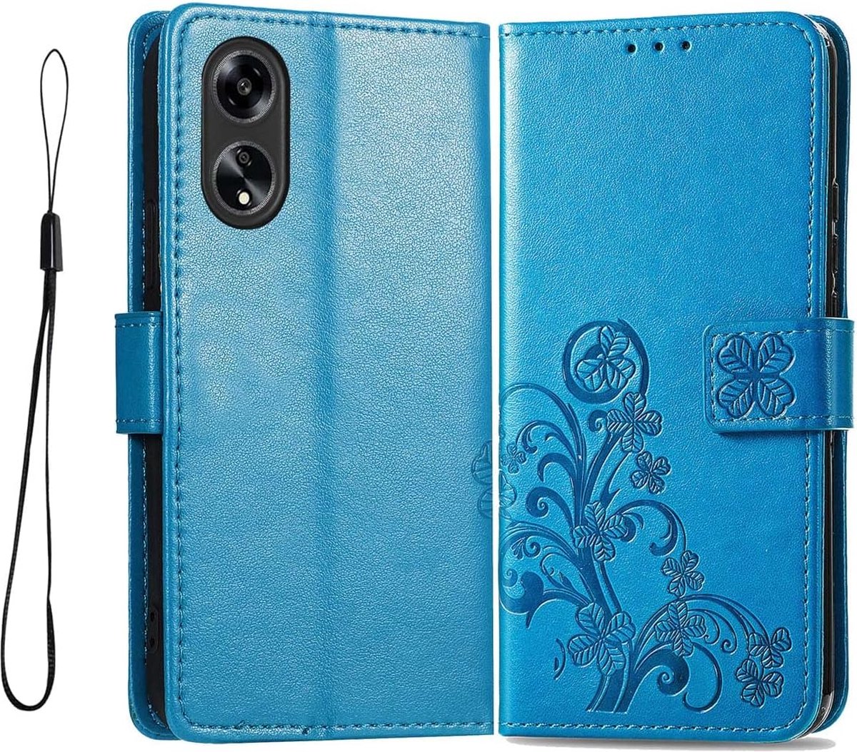 Geschikt voor Oppo A38 4G - Magnetische Sluiting - Book Case Hoesje met Partoon - Blauw