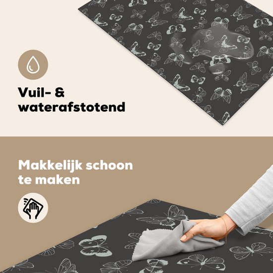 KitchenYeah® Inductie beschermer 83x51.5 cm - Vlinders - Retro - Design - Kookplaataccessoires - Afdekplaat voor kookplaat - Inductiebeschermer - Inductiemat - Inductieplaat mat