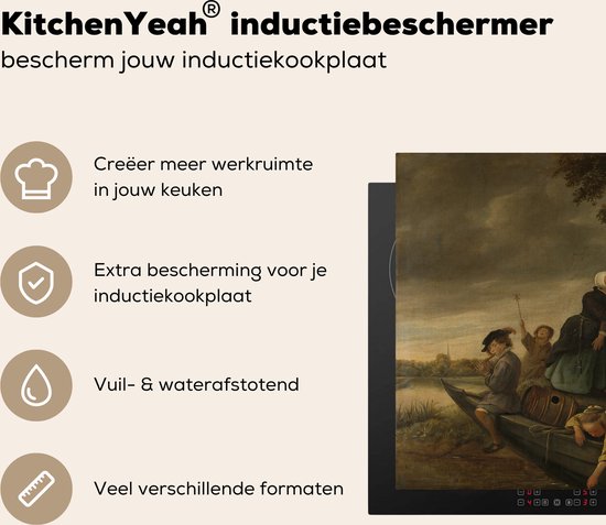 KitchenYeah® Inductie beschermer 80x52 cm - Het vrolijk huiswaartskeren - Jan Steen - Kookplaataccessoires - Afdekplaat voor kookplaat - Inductiebeschermer - Inductiemat - Inductieplaat mat