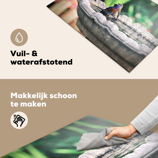 KitchenYeah® Inductie beschermer 76x51.5 cm - Vogel - Water - Fontein - Kookplaataccessoires - Afdekplaat voor kookplaat - Inductiebeschermer - Inductiemat - Inductieplaat mat