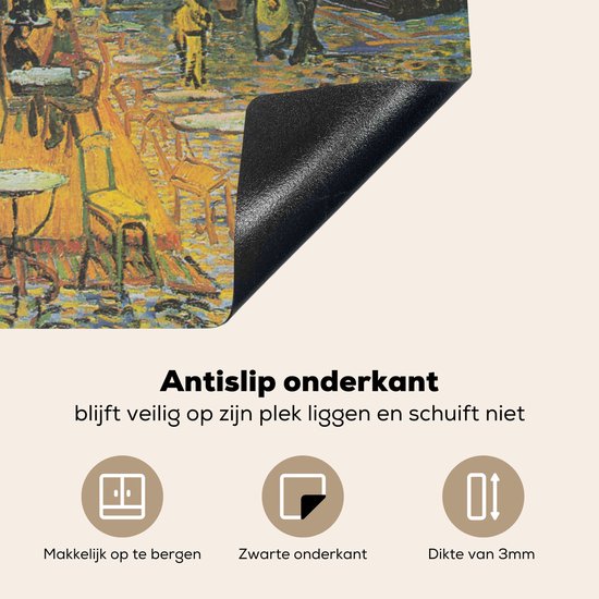KitchenYeah® Inductie beschermer 60x52 cm - Caféterras bij nacht - Vincent van Gogh - Kookplaataccessoires - Afdekplaat voor kookplaat - Inductiebeschermer - Inductiemat - Inductieplaat mat