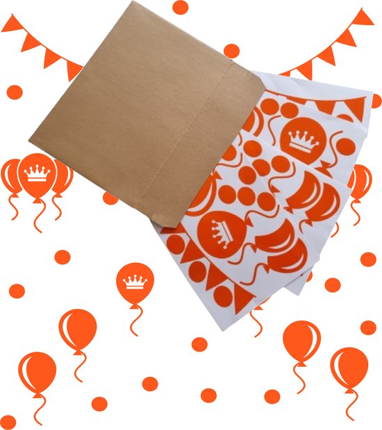 Raamstickers Koningsdag | Herbruikbaar | Versiering oranje | 39-Delig | Decoratie Koningsdag | Decoratie Oranje