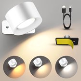 Luminize Oplaadbare wandlamp op batterijen draadloos - Dimbaar - Wandlamp op accu - Nachtlampje - 4400mah - Wit