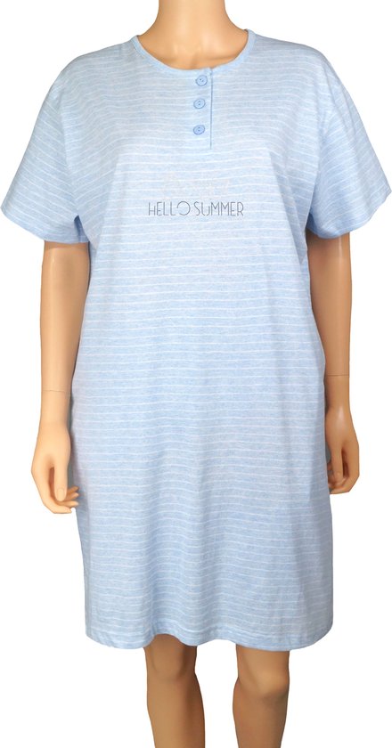 Dames Big Shirt "Hello Summer" Blue Melee - maat L