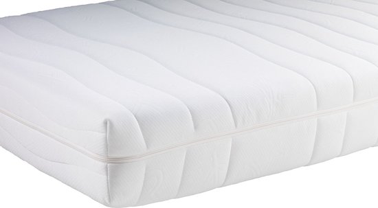 Witte matras met golvend gestikt patroon en ritssluiting aan de zijkant.
