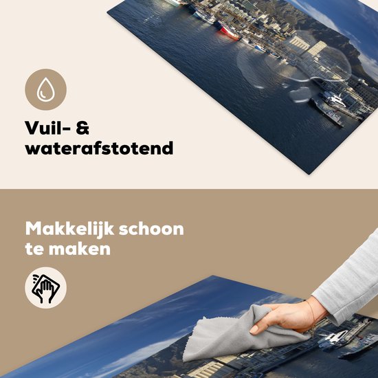 KitchenYeah® Inductie beschermer 81.2x52 cm - De prachtige haven van Kaapstad en de Tafelberg op de achtergrond - Kookplaataccessoires - Afdekplaat voor kookplaat - Inductiebeschermer - Inductiemat - Inductieplaat mat