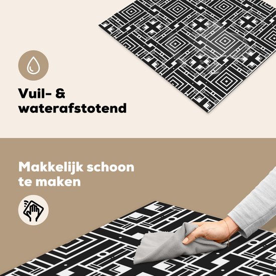 KitchenYeah® Inductie beschermer 57.6x51.6 cm - Geometrie - Patroon - Zwart - Kookplaataccessoires - Afdekplaat voor kookplaat - Inductiebeschermer - Inductiemat - Inductieplaat mat