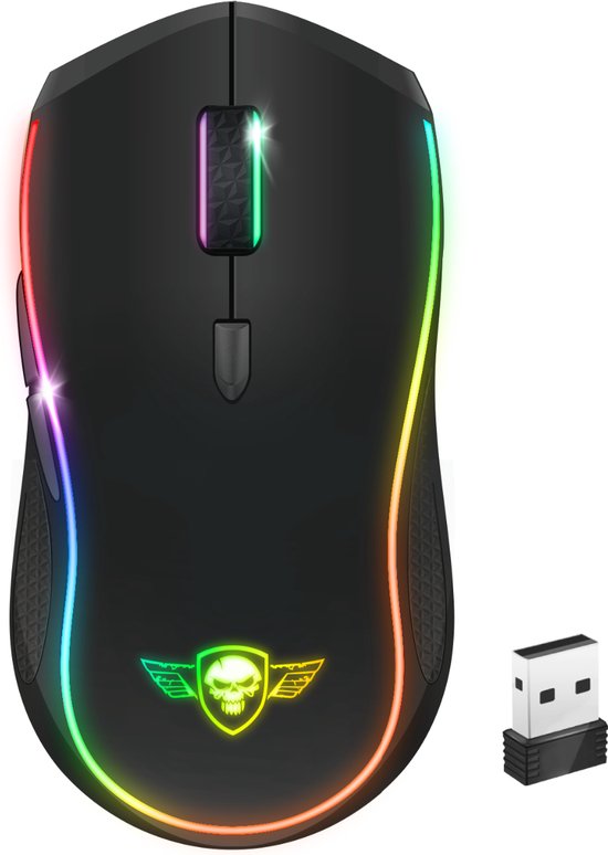 Spirit of Gamer Draadloze Muis – Muis – Gaming Muis – 4200 DPI – RGB – Batterij Voor 50 Uur – Zwart